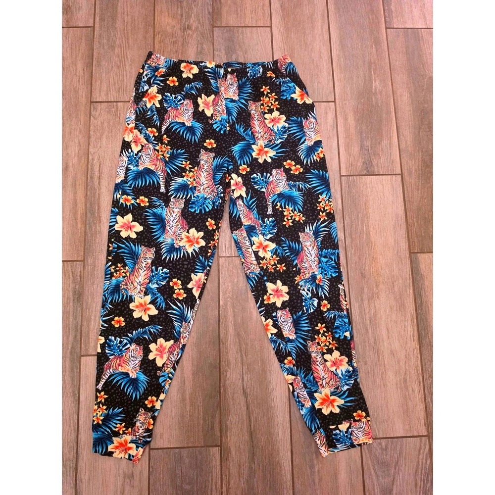 Secret Treasures Womens Tropical Tiger Floral Pajama Jogger Pants Medium 8-10